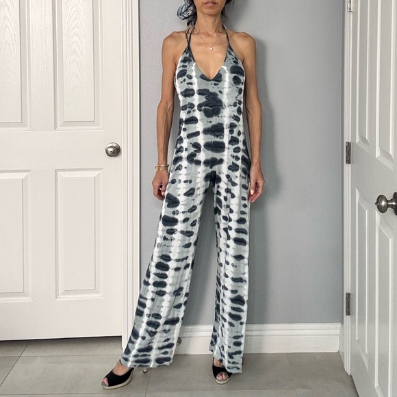 Gypsy 05 Black and White Halter Jumpsuit - Picture 2 of 6